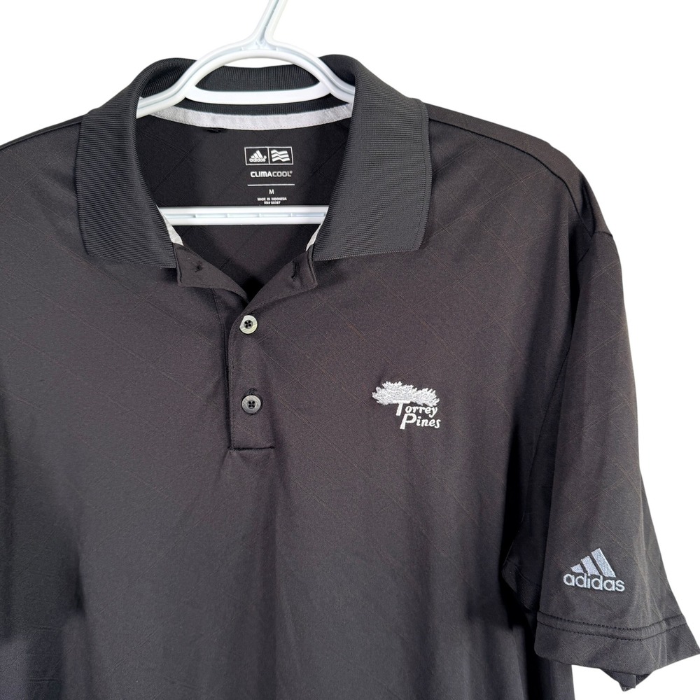 Adidas ClimaCool Torrey Pines Polo Shirt Mens M Black Diamond Texture Stretch